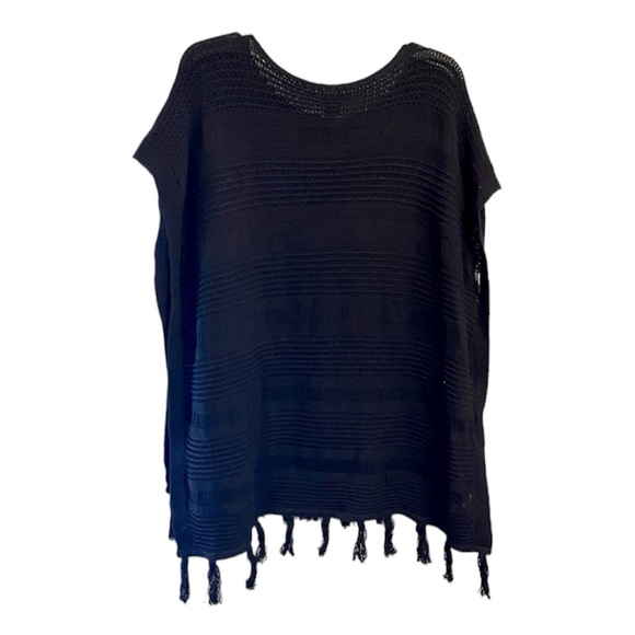 Lucky Brand Boho Knit Poncho Pullover Ruana Bohemian Beach Coverup Crochet Knit - Picture 1 of 10